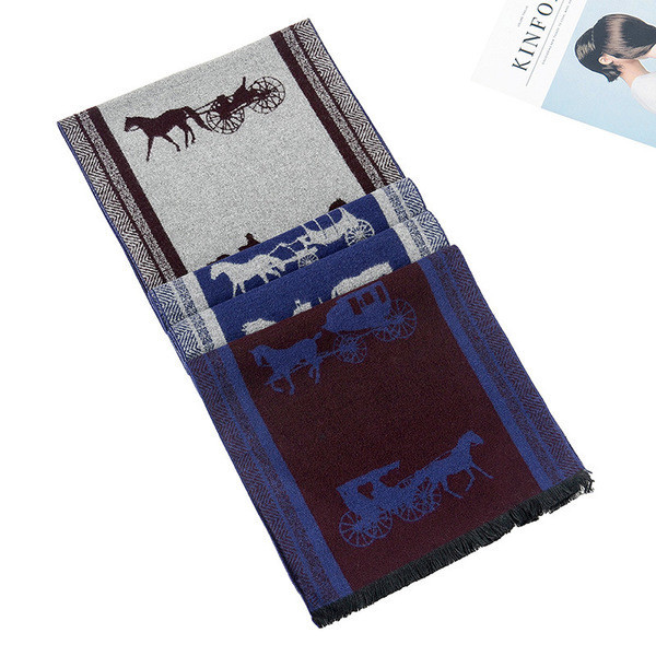 Alkalmi férfi sál színes rátéttel, télre is alkalmas