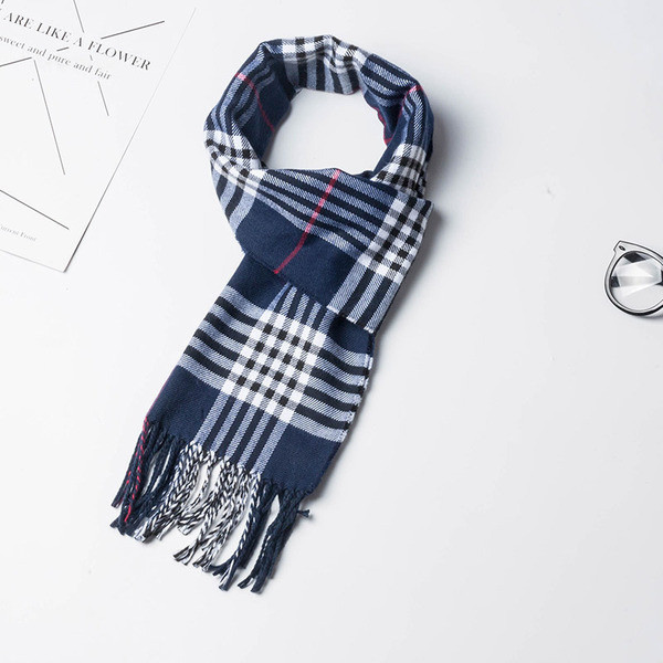 Alkalmi férfi téli gyapjú sál rojtokkal