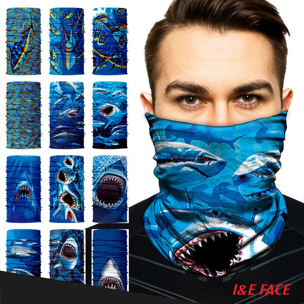 Többszínű férfi kényelmes sál, maszk vagy motorháztető típusú, különféle cápafelhasználásokkal
