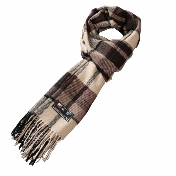 Modern, kockás férfi sál rojtokkal