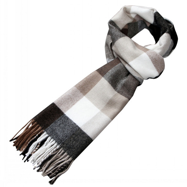 Modern, kockás férfi sál rojtokkal