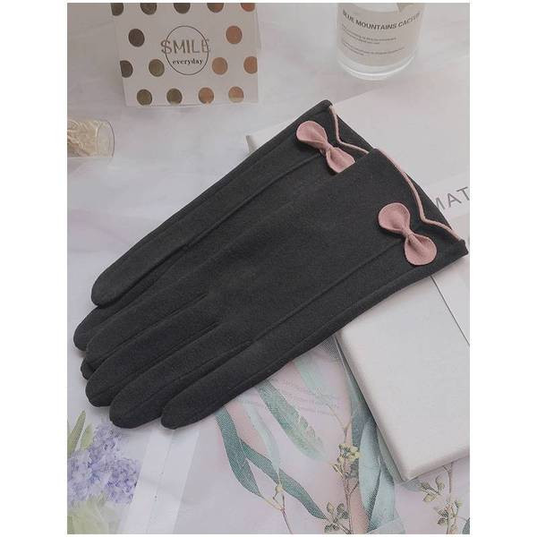 Meleg női kesztyű szalaggal