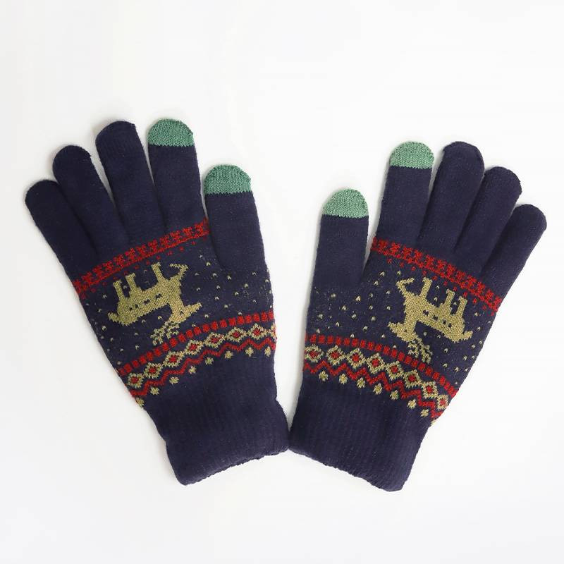Γυναικεία μάλλινα γάντια με χριστουγεννιάτικο μοτίβο