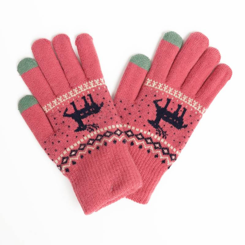 Γυναικεία μάλλινα γάντια με χριστουγεννιάτικο μοτίβο