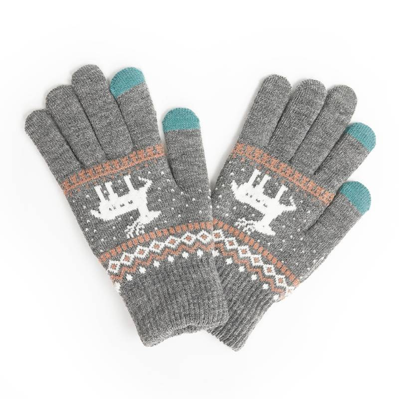 Γυναικεία μάλλινα γάντια με χριστουγεννιάτικο μοτίβο