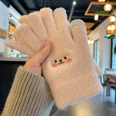 Γυναικεία καθημερινά  χειμερινά γάντια με κέντημα