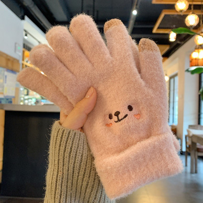 Γυναικεία καθημερινά  χειμερινά γάντια με κέντημα