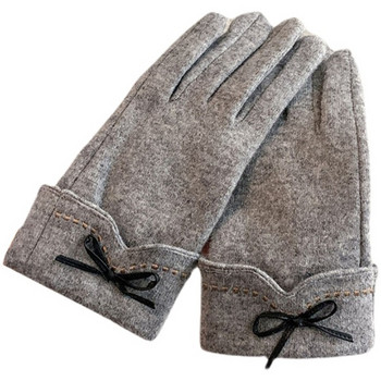 Зимни дамски ръкавици с панделка