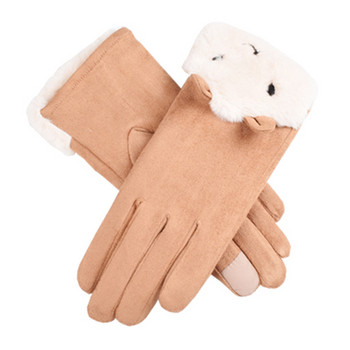 Топли дамски ръкавици с 3Dелемент