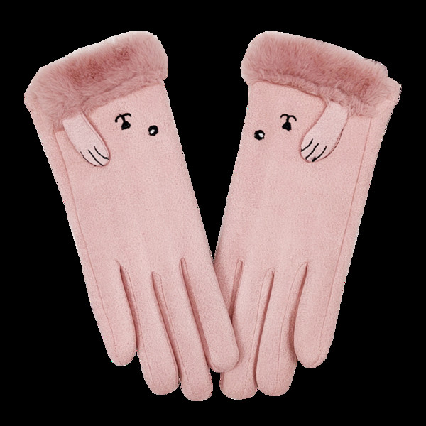 Puha női kesztyű pehellyel és hímzéssel