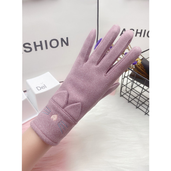 Alkalmi női téli kesztyű hímzéssel