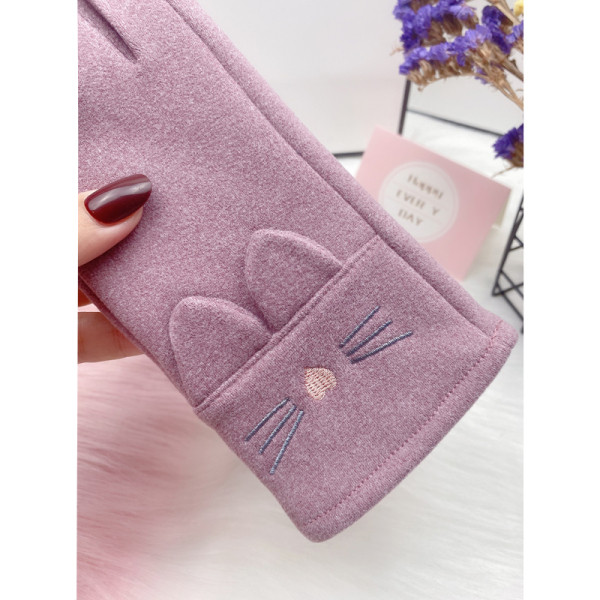 Alkalmi női téli kesztyű hímzéssel