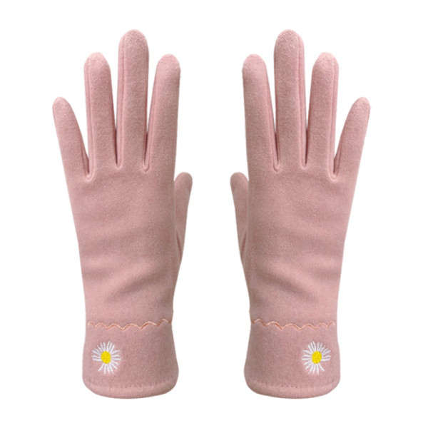 Női kesztyű öko velúrból és hímzett százszorszépből