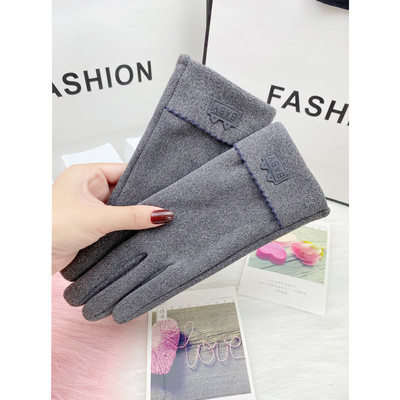 Γυναικεία γάντια μονόχρωμα με έμβλημα