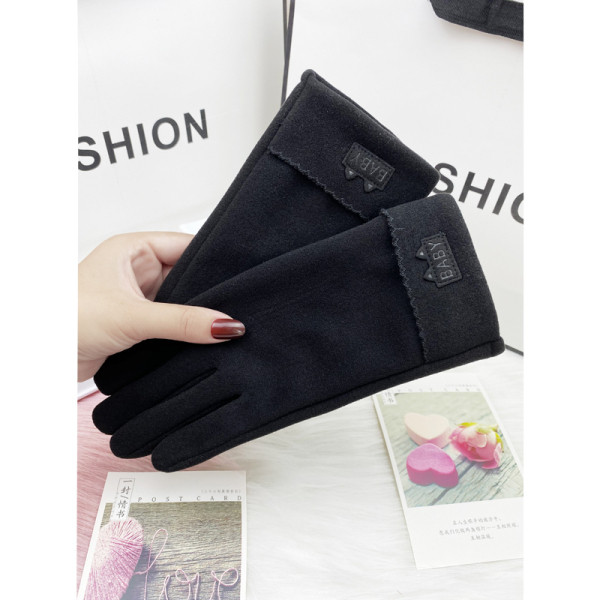 Γυναικεία γάντια μονόχρωμα με έμβλημα