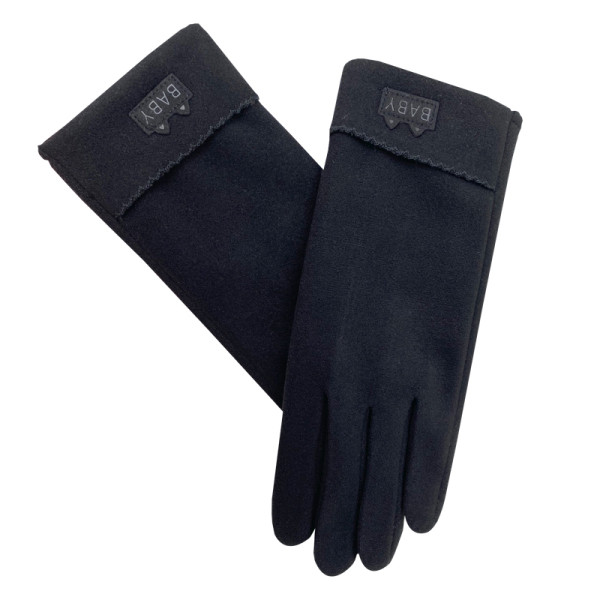 Γυναικεία γάντια μονόχρωμα με έμβλημα