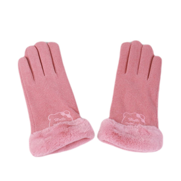 Női téli kesztyű hímzéssel és pehellyel
