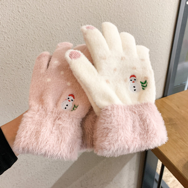 Női téli kesztyű hímzéssel