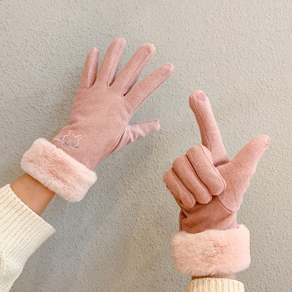 Ženske zimske rukavice s toplom postavom i vezom