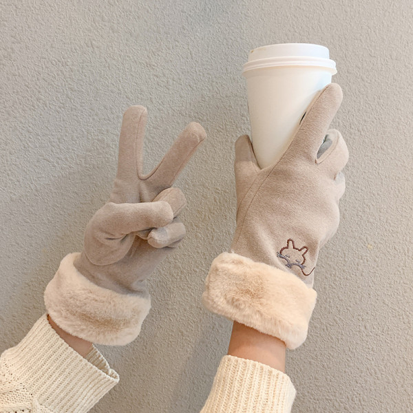 Ženske zimske rukavice s toplom postavom i vezom