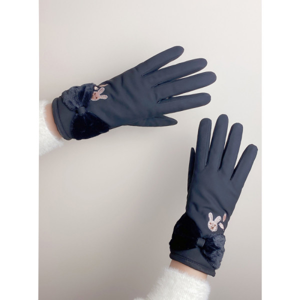 Γάντια γυναικεία με κορδέλα και κέντημα