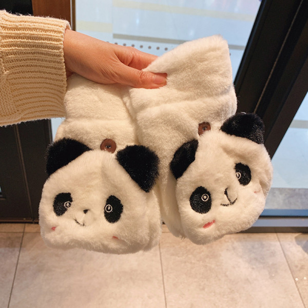 Női téli kesztyű gombbal és hímzéssel