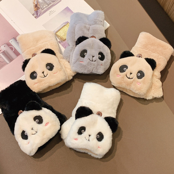 Női téli kesztyű gombbal és hímzéssel