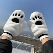 Női plüss kesztyű fűzős