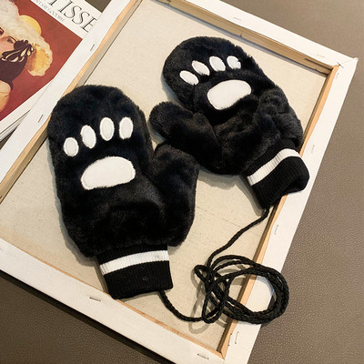 Női plüss kesztyű fűzős