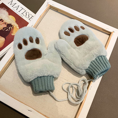 Női plüss kesztyű fűzős