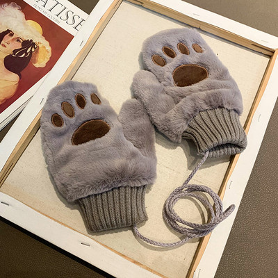 Női plüss kesztyű fűzős