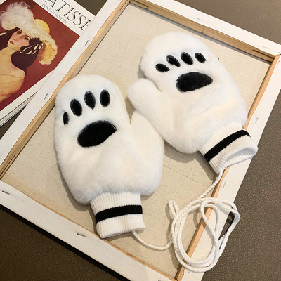 Női plüss kesztyű fűzős