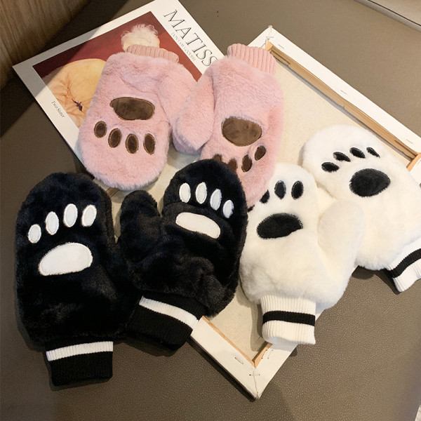 Női plüss kesztyű fűzős