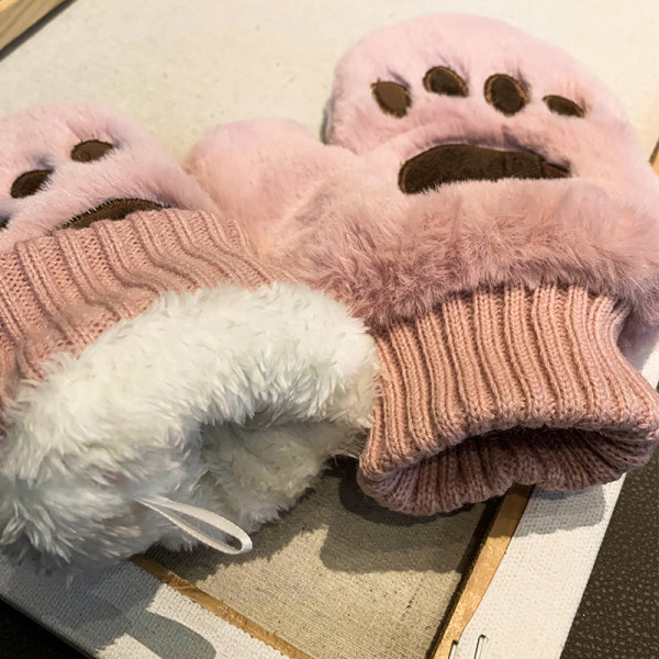 Női plüss kesztyű fűzős