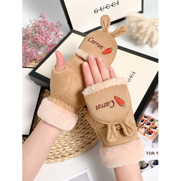 Női kesztyű hímzett felirattal - fél