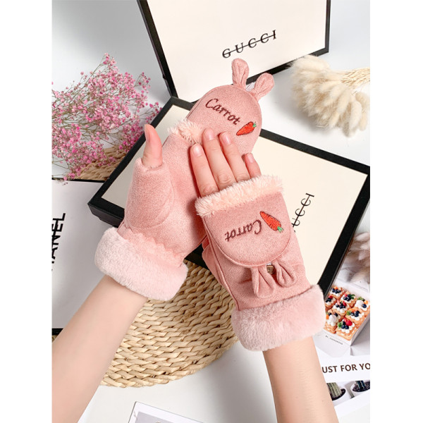 Női kesztyű hímzett felirattal - fél