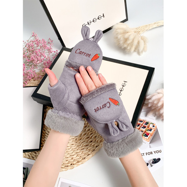 Női kesztyű hímzett felirattal - fél