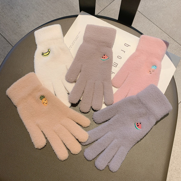 Női alkalmi kesztyű hímzéssel