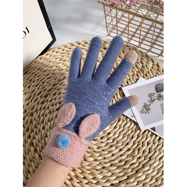 Női gyapjú kesztyű 3D elemmel