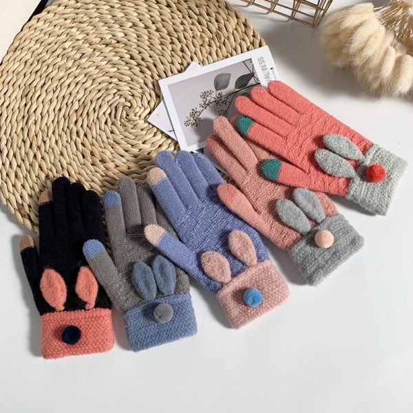 Női gyapjú kesztyű 3D elemmel