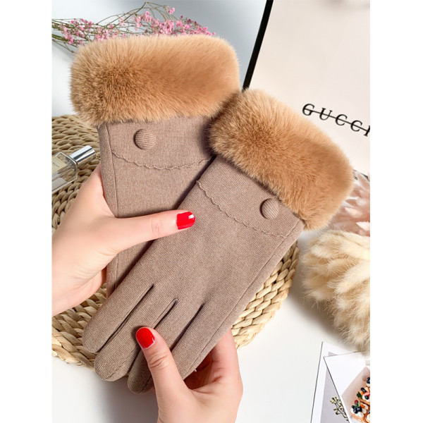 Modern női vastag kesztyű pehellyel