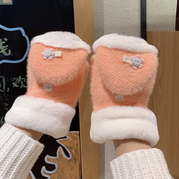 Ležerne ženske rukavice s gumbom i 3D elementom