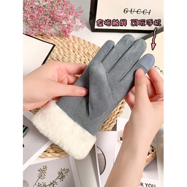 Γυναικεία μοντέρνα γάντια με γούνα και κορδέλα