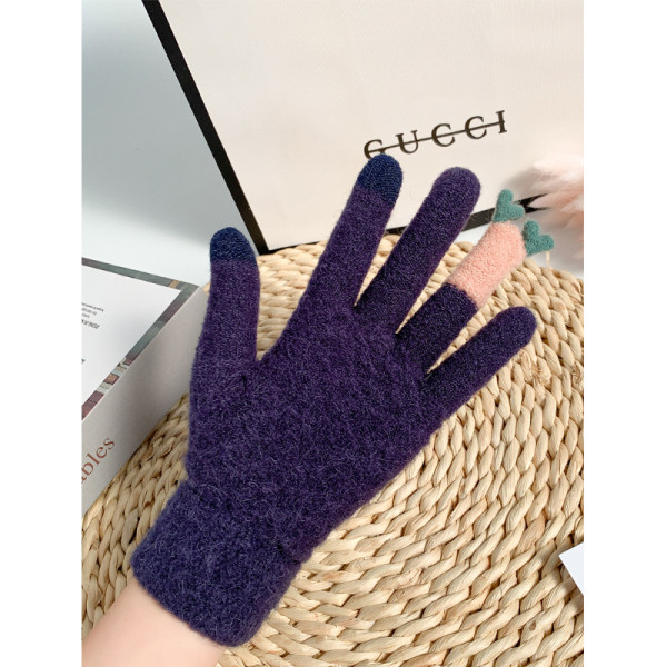 Női gyapjúkesztyű 3D-s szarvas elemekkel