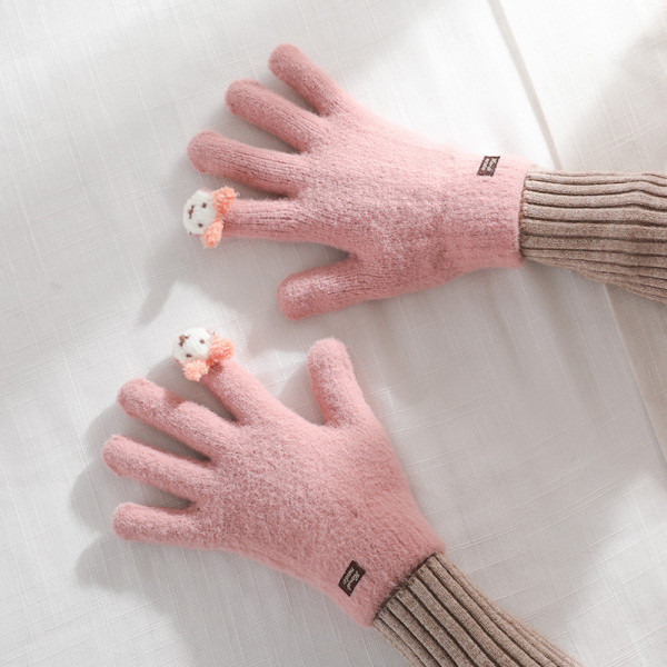 Alkalmi női kesztyű emblémával és 3D elemekkel