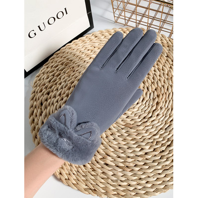 Γάντια γυναικεία με τρισδιάστατα αυτιά και γούνα