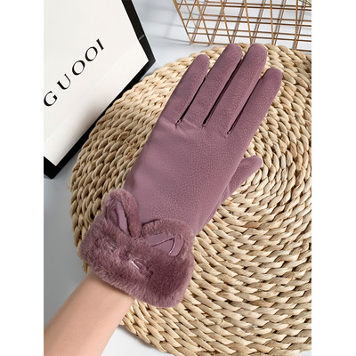 Γάντια γυναικεία με τρισδιάστατα αυτιά και γούνα