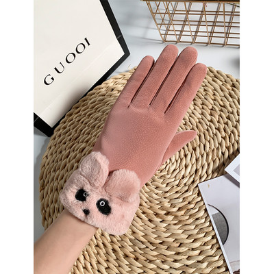 Γυναικεία μοντέρνα γάντια με τρισδιάστατο στοιχείο και γούνα