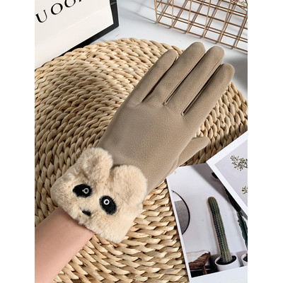 Γυναικεία μοντέρνα γάντια με τρισδιάστατο στοιχείο και γούνα