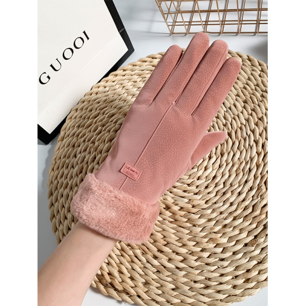 Γάντια γυναικεία με ζεστή επένδυση και  γούνα